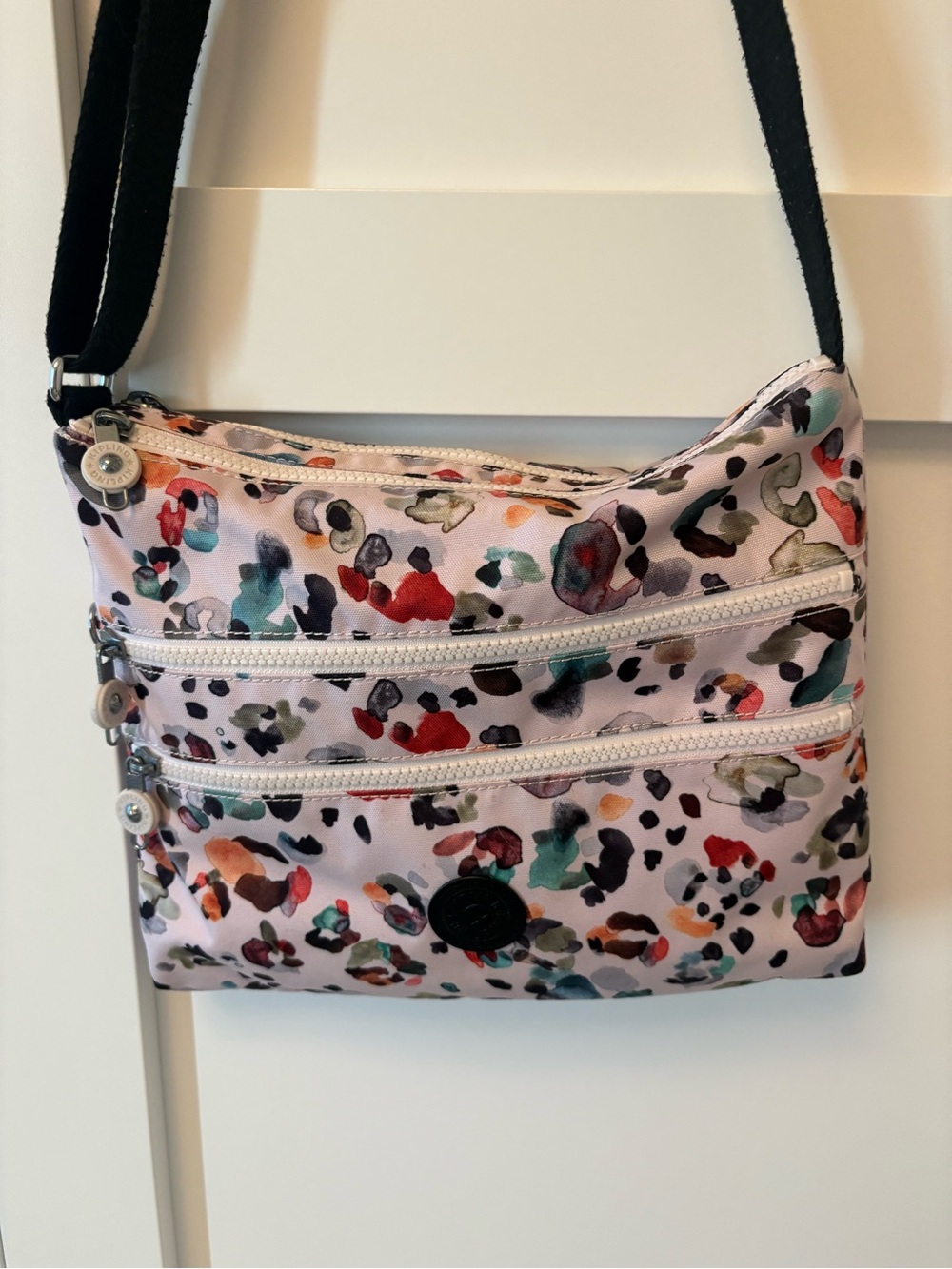 Kipling Pastel Multi-Spot Crossbody Bag with Black Strap